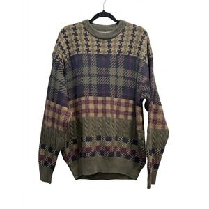 Vintage County Seat Jeanswear Mens XL Cotton Multi Pattern Cable Knit Sweater
